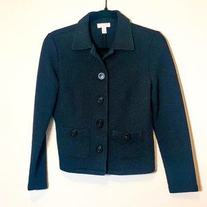 Charter Club Black Textured Knit Button Front Jacket P/P